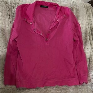 Lauren Ralph Lauren Bright Pink Snap-Placket Pullover